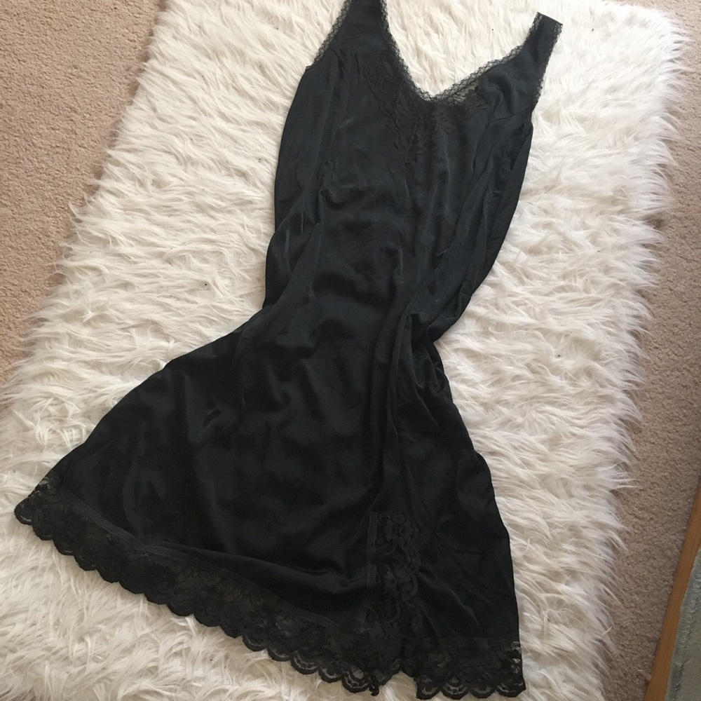 Vintage Black Lace Slip Dress